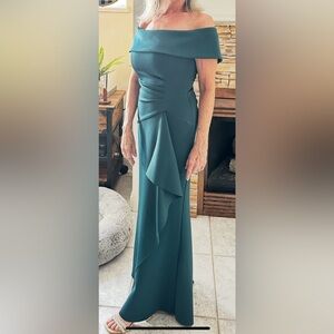 Xscape off the shoulder ruffle Gown